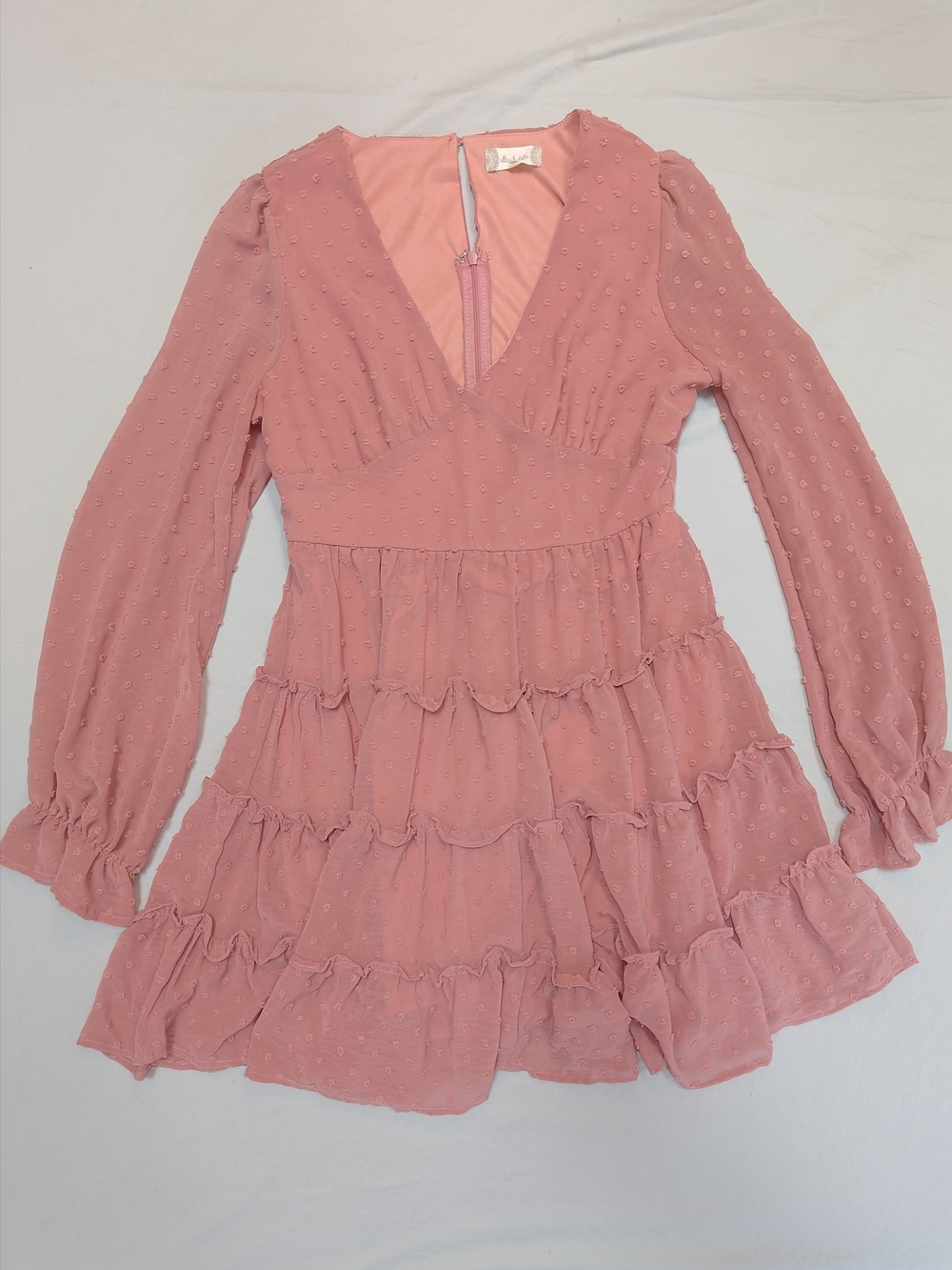 Altar'd State Swiss Dot Ruffle Tiered Mini Dress TaraCotta M Country Boho